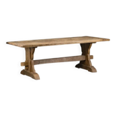 Table à manger rustique en chêne massif 222x90, fabriquée à la main à partir de chêne récupéré.