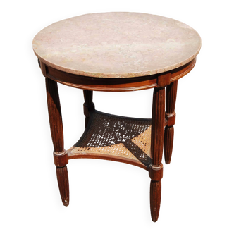 Old art deco style pedestal table with pink marble top