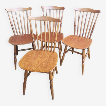 Set of 4 Baumann Tacoma western bistro chairs in vintage wood