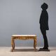 Small antique baroque-style table in carved fir and marble from the 19th century.