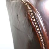Fauteuil à oreilles classique et majestueux en cuir de mouton avec de jolies couleurs