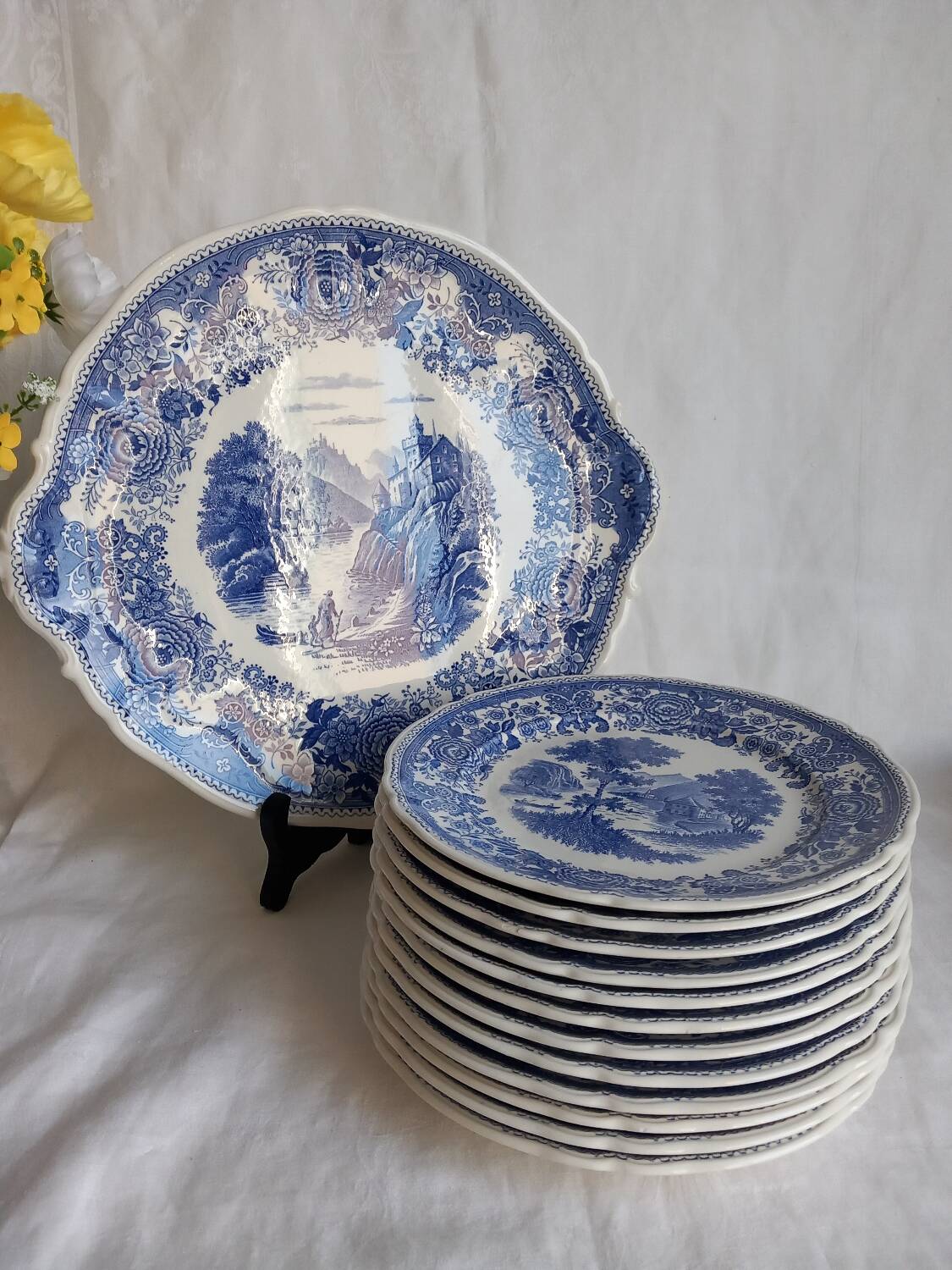 Service dessert Burgenland Villeroy & Boch – Faïence bleue – Très bon