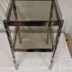 Bedside or side table in chromed steel with green smoked glass from the 70s