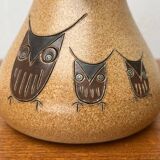 Mid-century German ceramic studio pitcher with owl motif by Heinz Theo Dietz, 1960s.