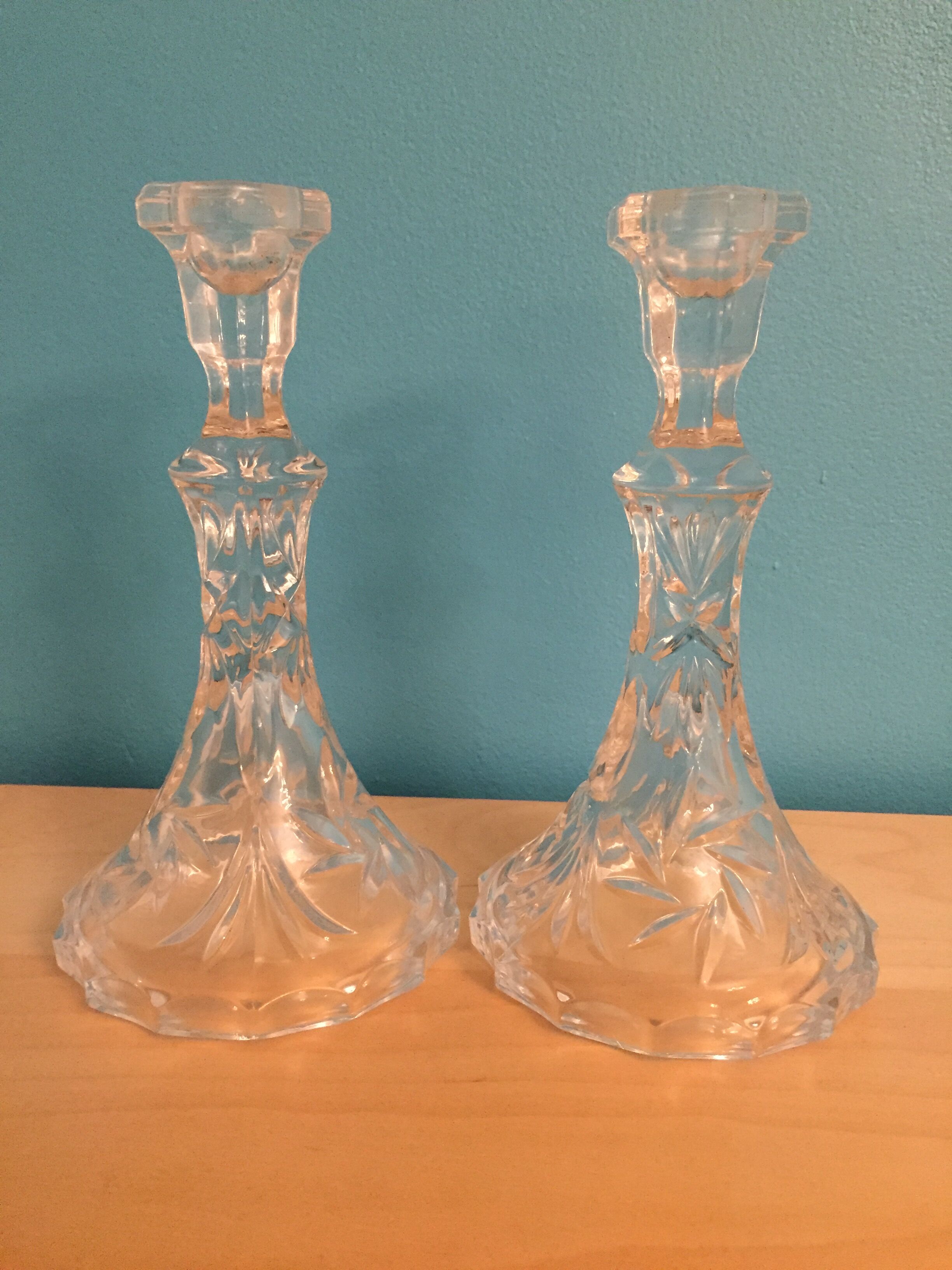 Pair of glass candlesticks
