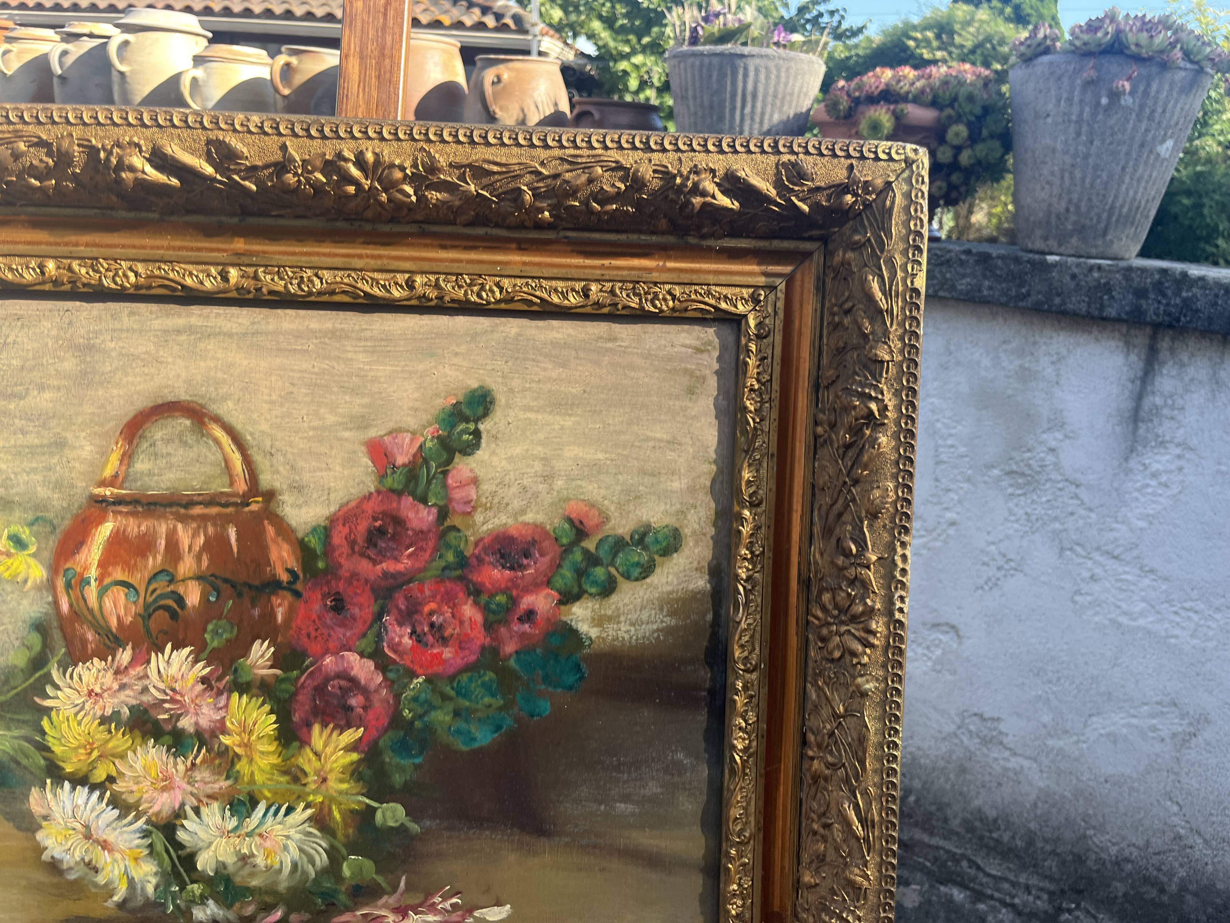 Still Life with Flowers - Oil on Canvas Signed Gautier - Frame Do