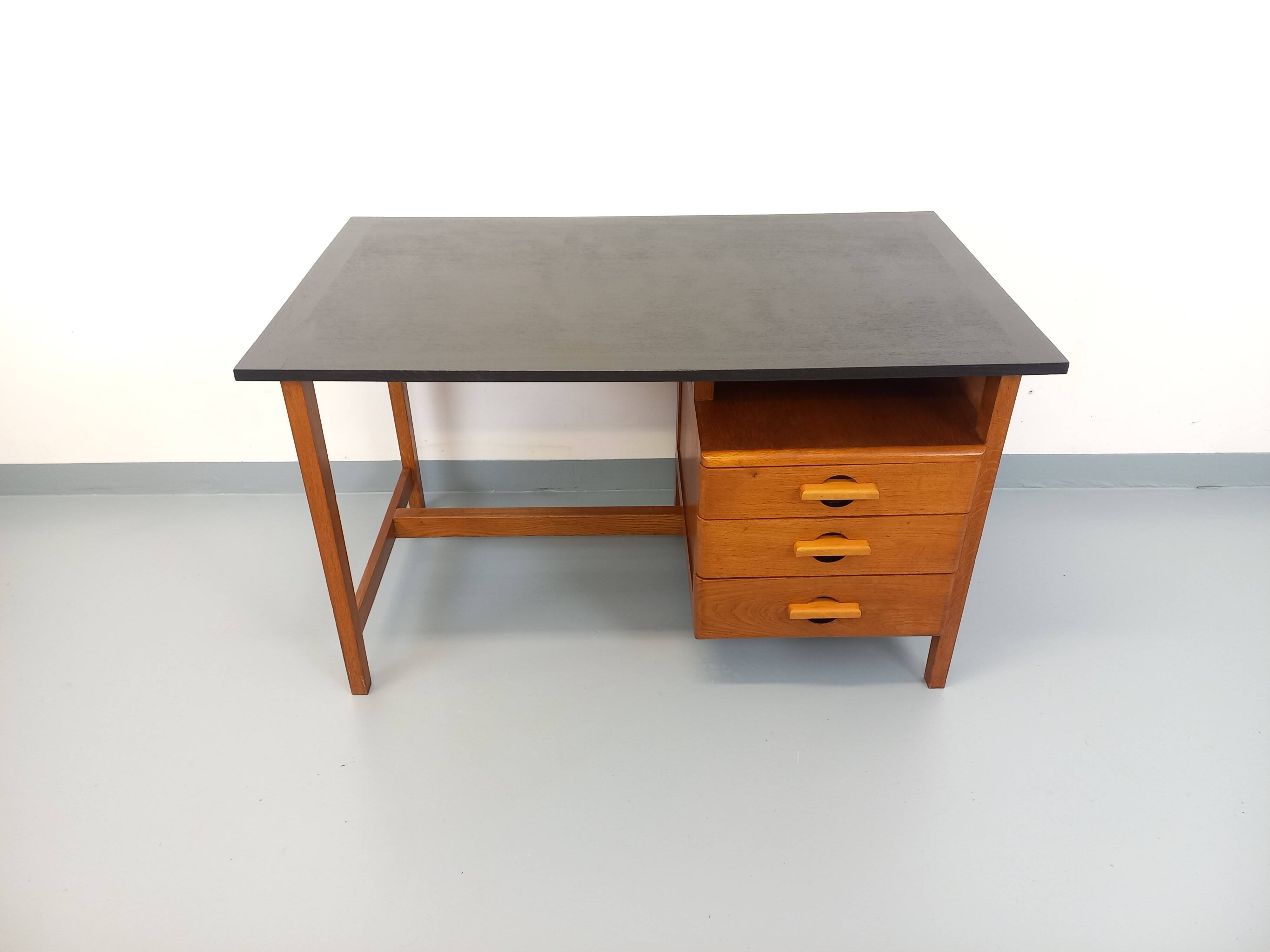 Vintage oak desk from the 1960s.