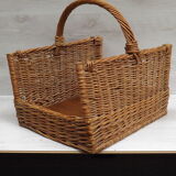 Old door basket wood logs in rattan