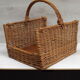 Panier ancien portes bûches bois en rotin
