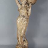 Ceramic sculpture Woman and opal belt jug Goldscheider circa 1900, 60 cm C155