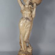 Ceramic sculpture Woman and opal belt jug Goldscheider circa 1900, 60 cm C155