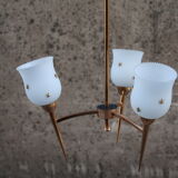 Golden glass chandelier, 3 lights and star-decorated