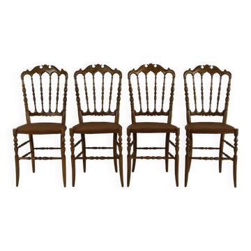 Set of four original italian design dining chairs by Descalzi for Chiavari
