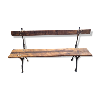 Garden bench cast iron bases and wooden seat