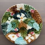 French barbotine plate – raised floral decoration – late 19th century