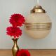 Vintage art deco globe pendant lamp in yellow and gold granite glass