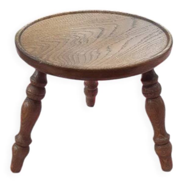 Tabouret tripode en chêne, France années 70