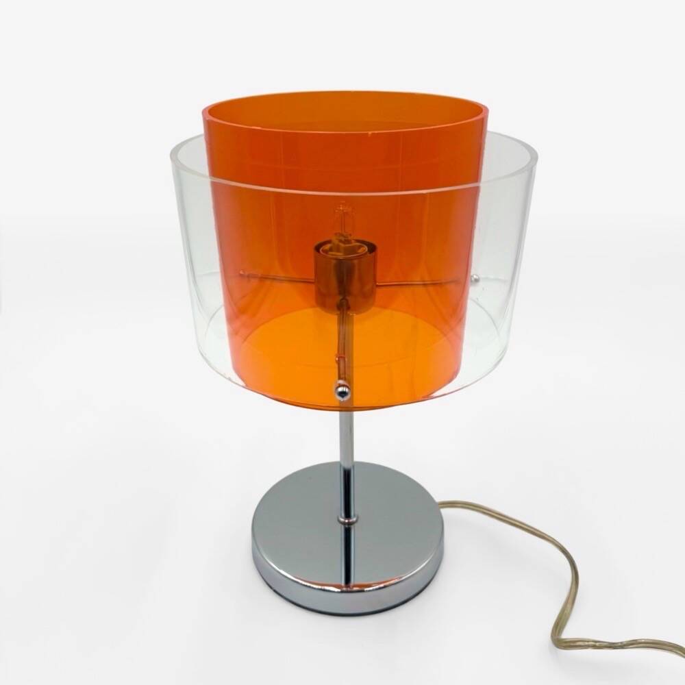 Orange and chrome plexiglass lamp from the 90s.
