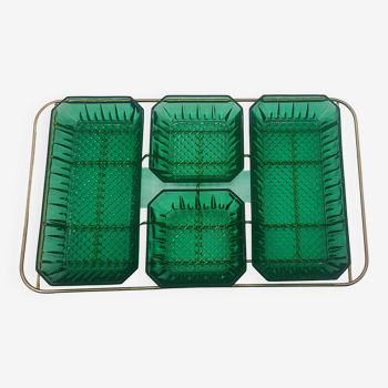 Appetizer display tray. glass and metal structure
