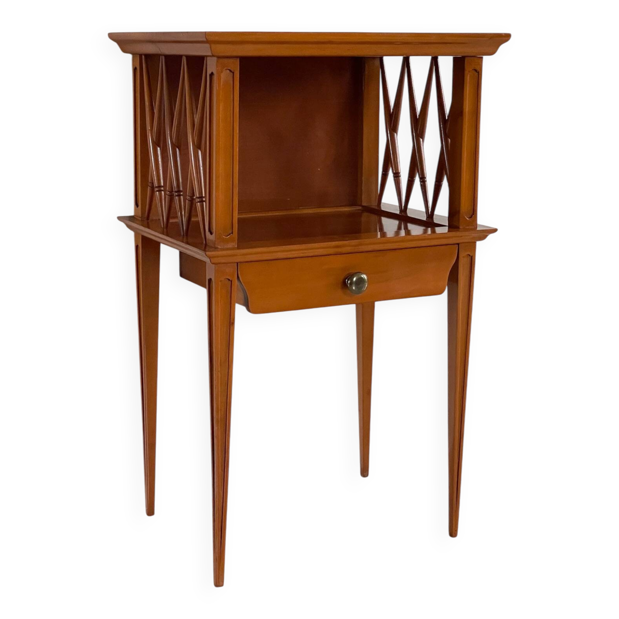 Vintage compass leg bedside table