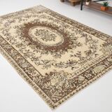 5x9 Cream & Brown Turkish Vintage Rug 162x260Cm SK 24779