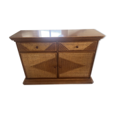 Vintage woven rattan buffet/sideboard - Riviera style (1970s)