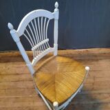 Series of 4 white straw chairs countryside