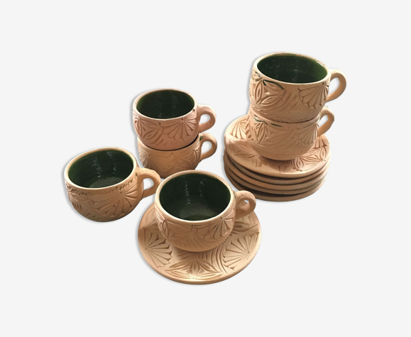 Lot 5 tasses céramique intérieur émaillé