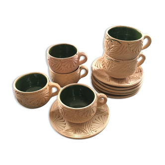 Lot 5 tasses céramique intérieur émaillé