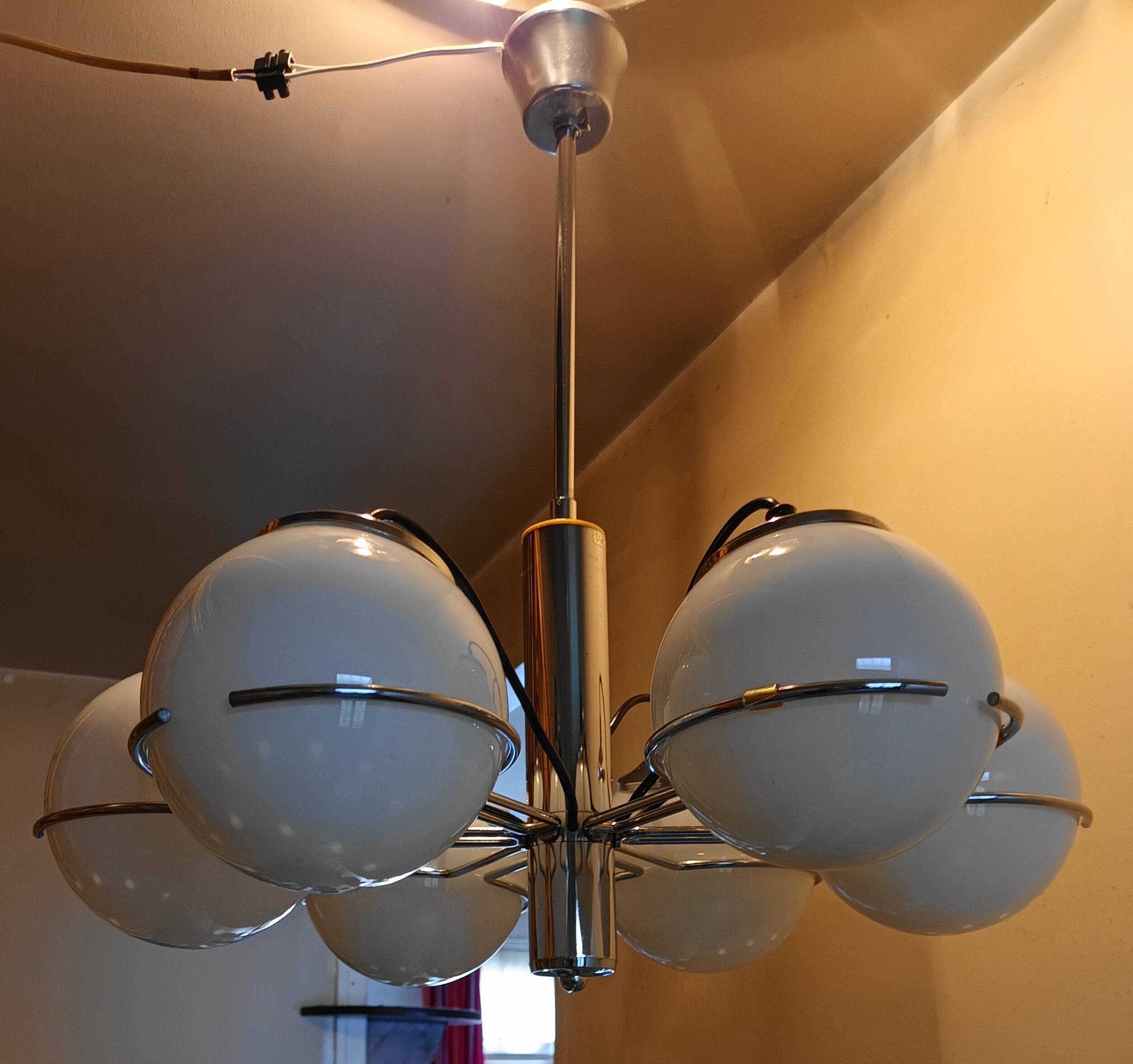 Italian Targetti Sankey chandelier from the 70s
