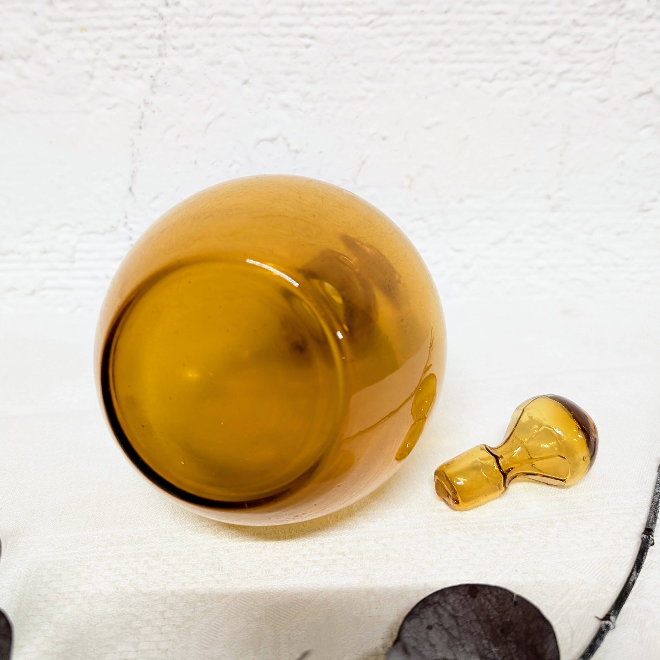 Amber blown glass carafe