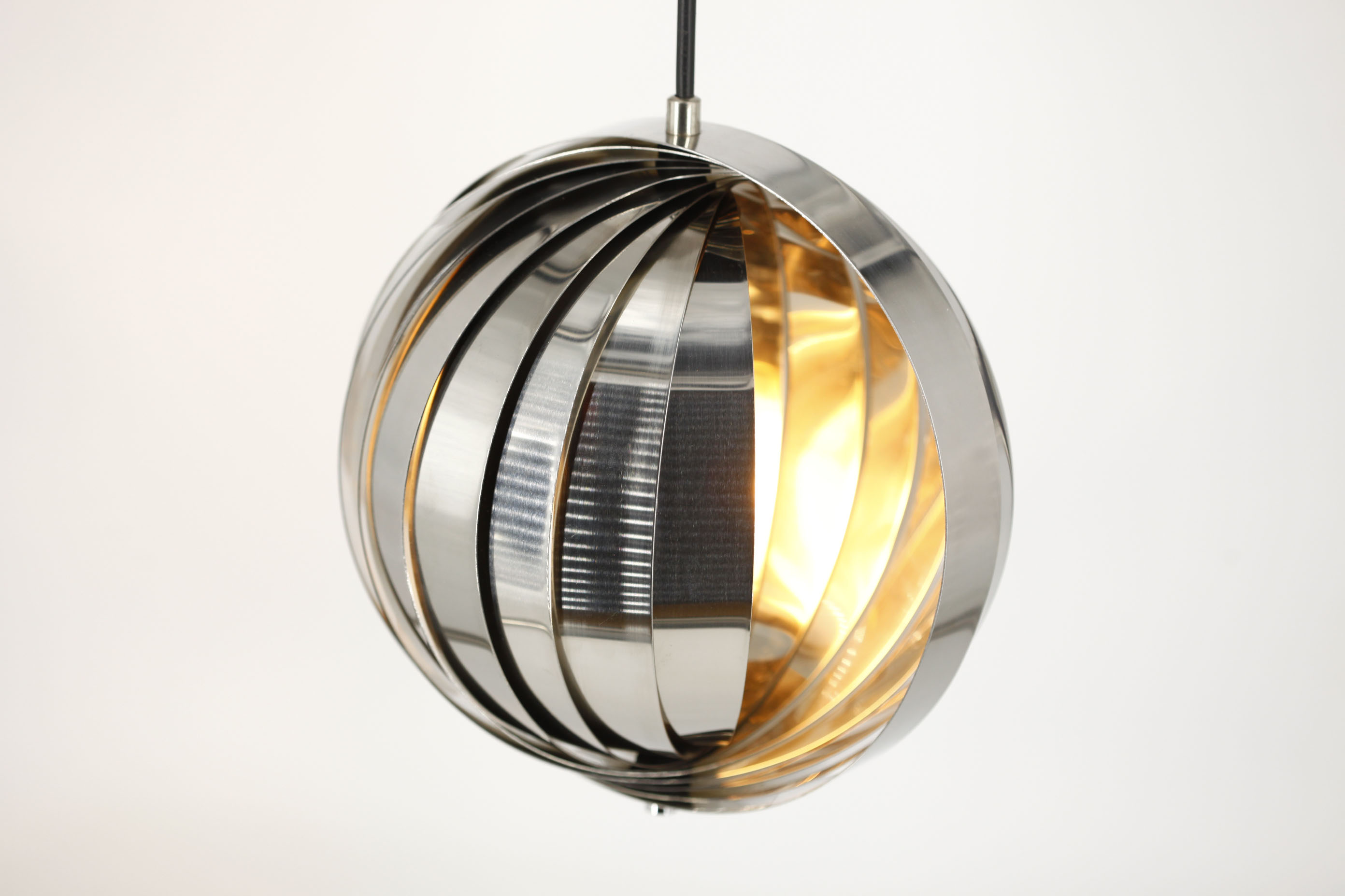 Ceiling lamp moon spiral chrome space age vintage spain 70's