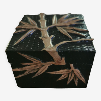 Black lacquered Chinese soapstone box