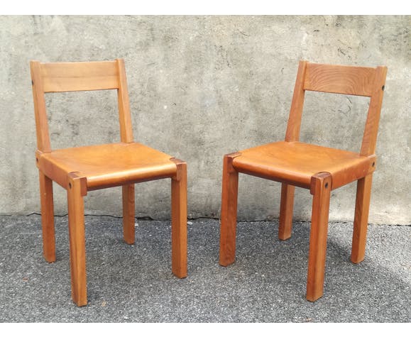 Paire de chaises S24 par Pierre Chapo 1960