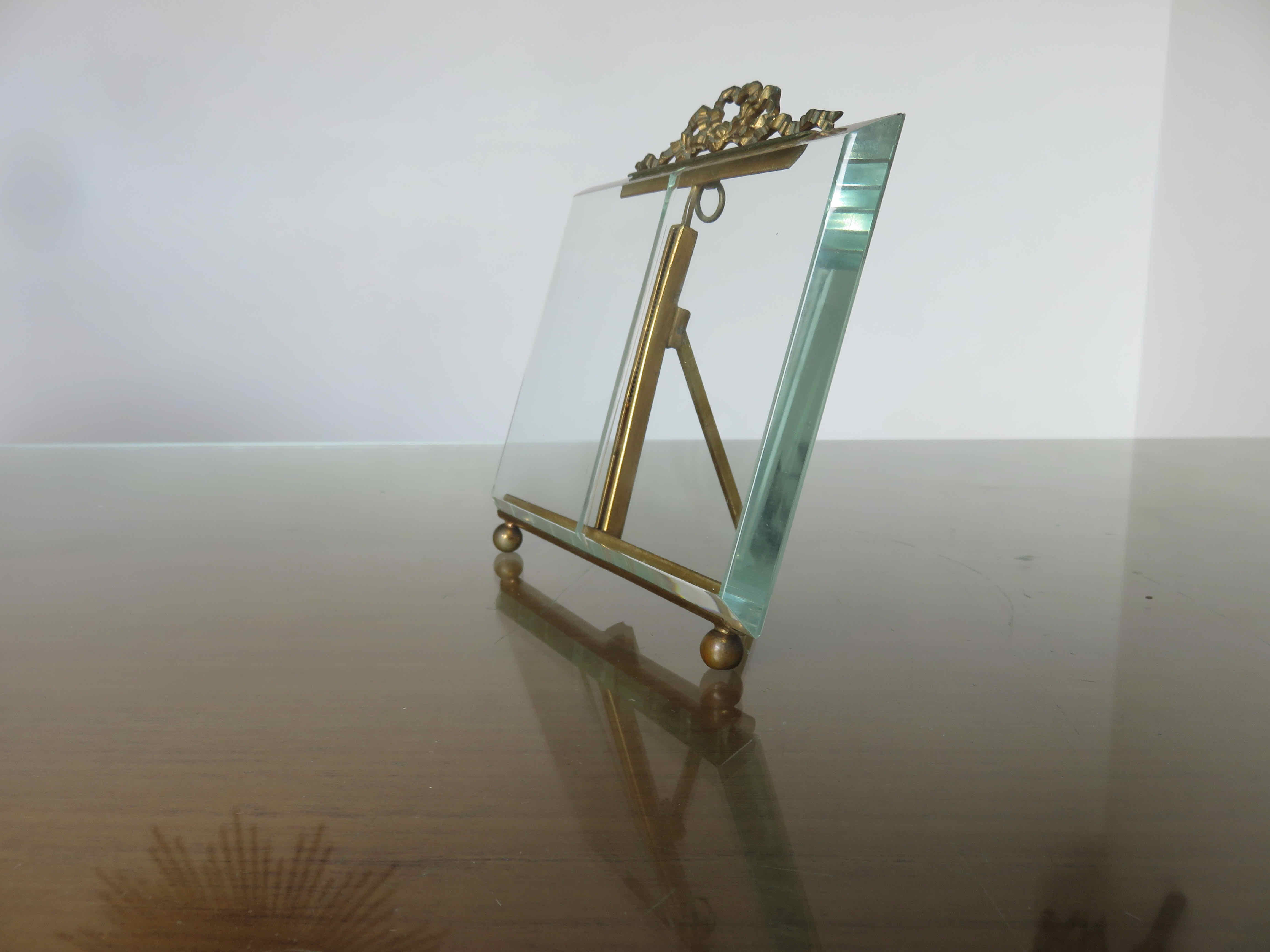 Napoleon III photo frame in brass and beveled glass
