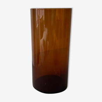Vase vintage en tube de verre ambré