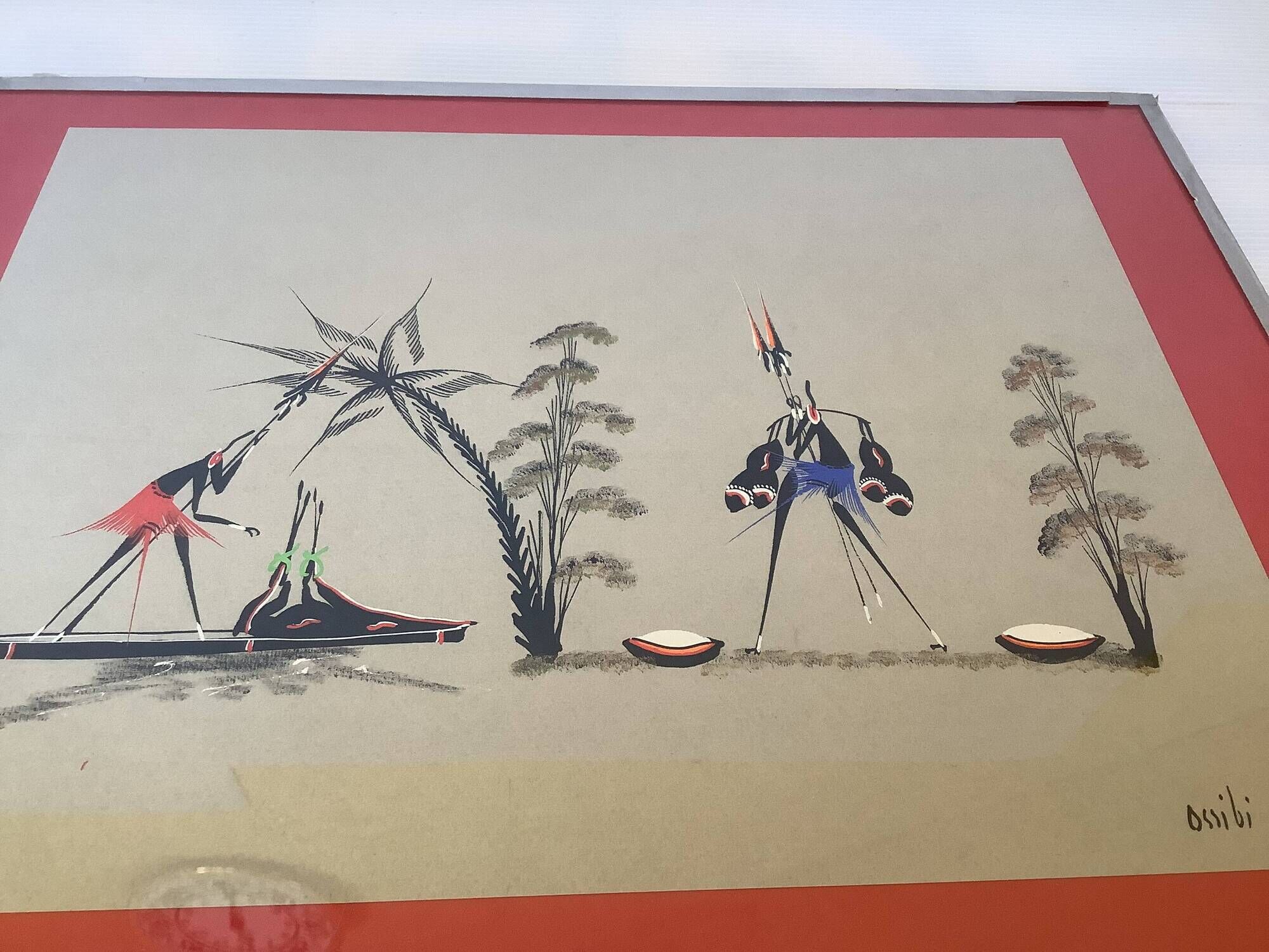 African gouache painting from the 1950s