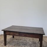 Antique 1900s rustic farmhouse coffee table two drawers