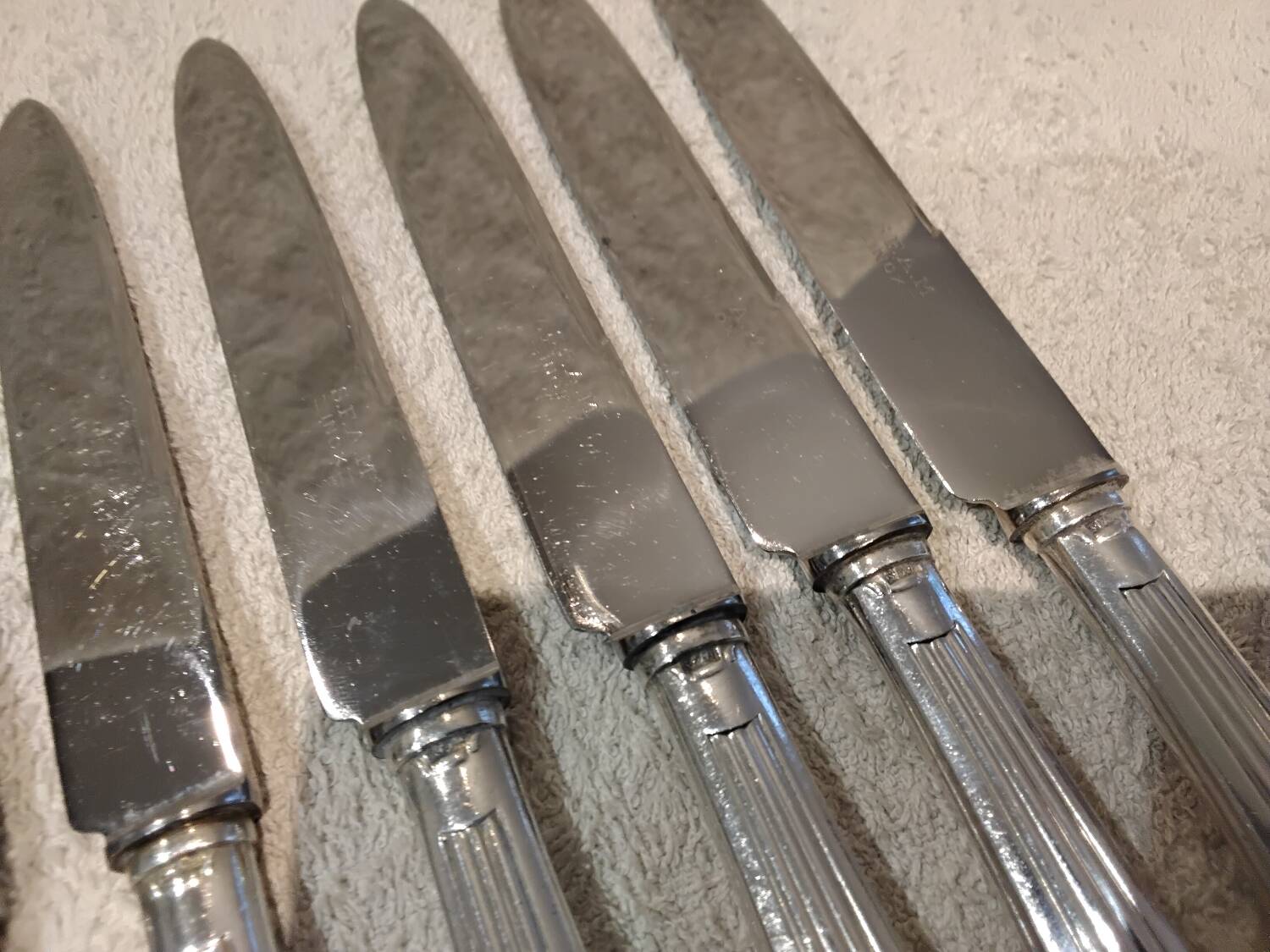 12 dessert knives with silver metal handles, goldsmith SFAM art deco