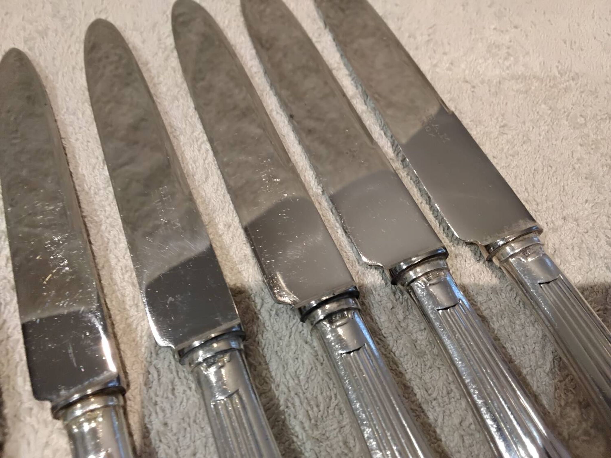 12 dessert knives with silver metal handles, goldsmith SFAM art deco