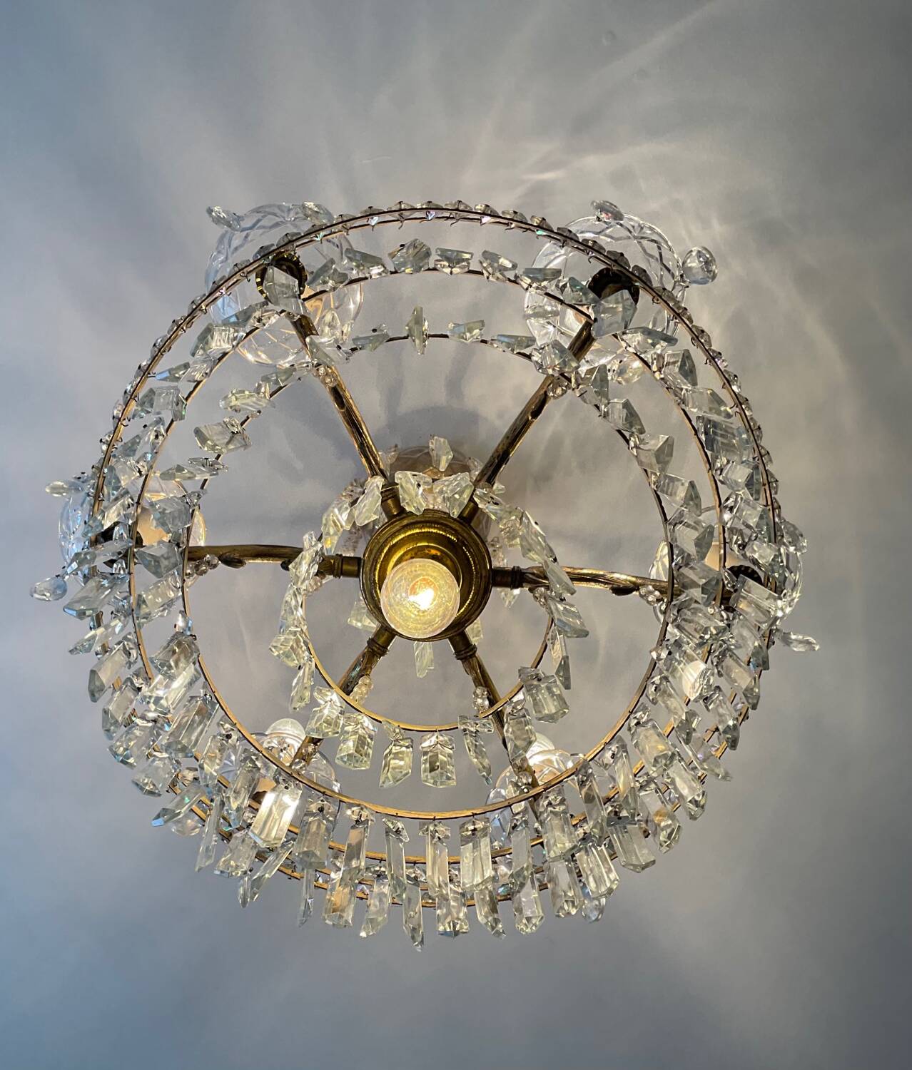 Cascade chandelier with crystal drops