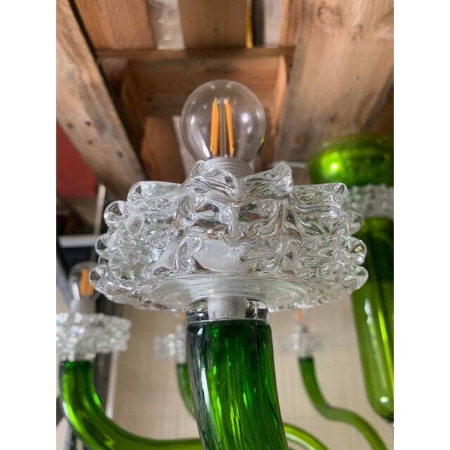 Contemporary Green Murano Glass Chandelier With Trasparent Rostrato Boubeches