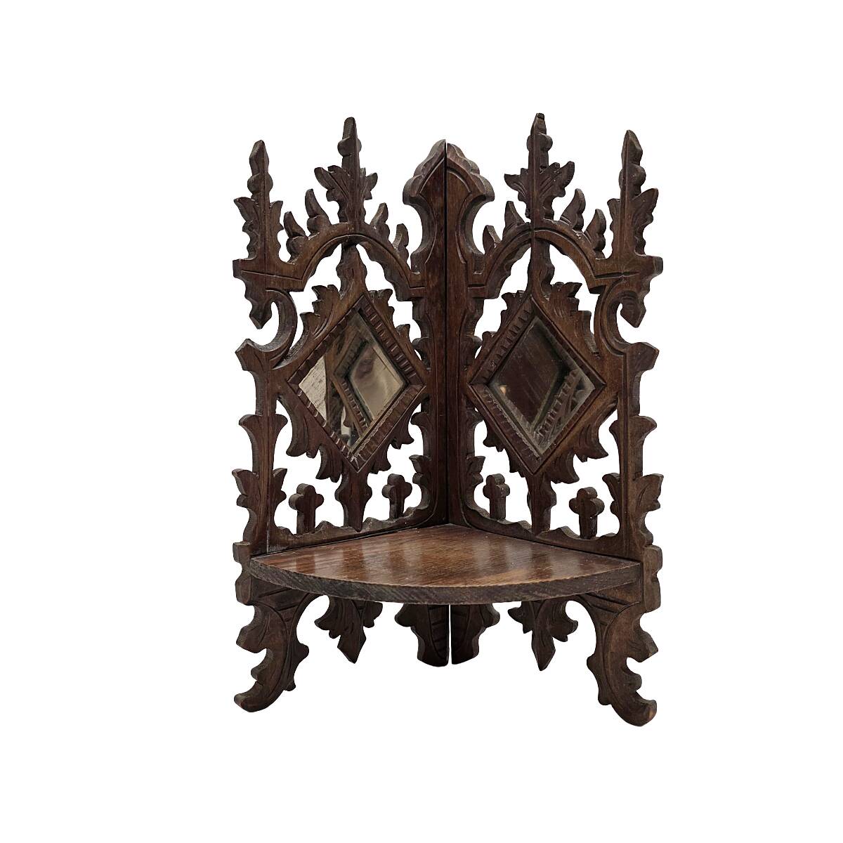 Console d'angle murale antique de style gothique français, fin des années 1800