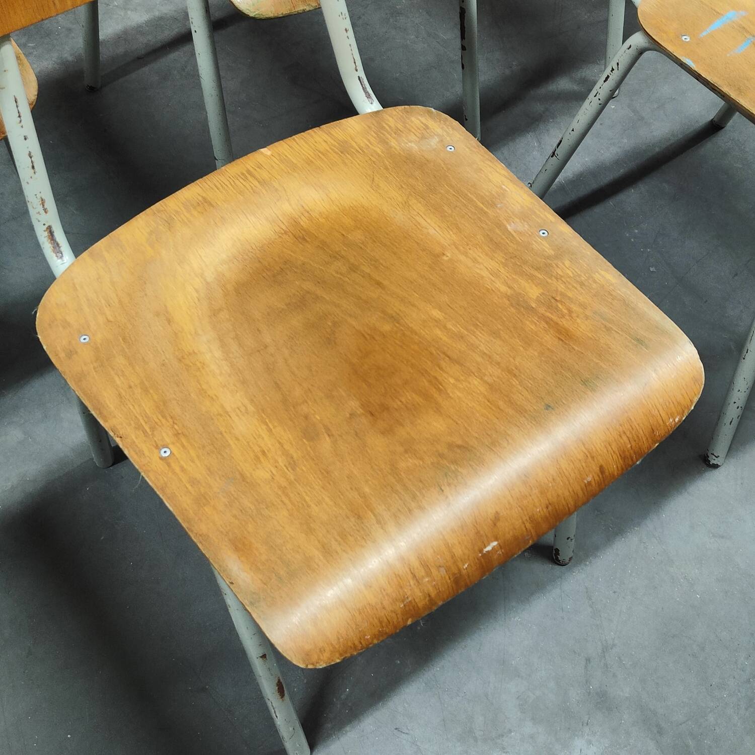 Set of 12 metal and wood school chairs Czechoslovakia Kovona