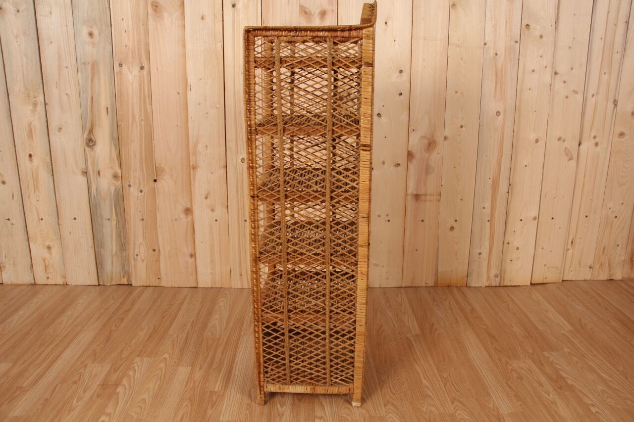 Braided rattan flooring from the 1960s