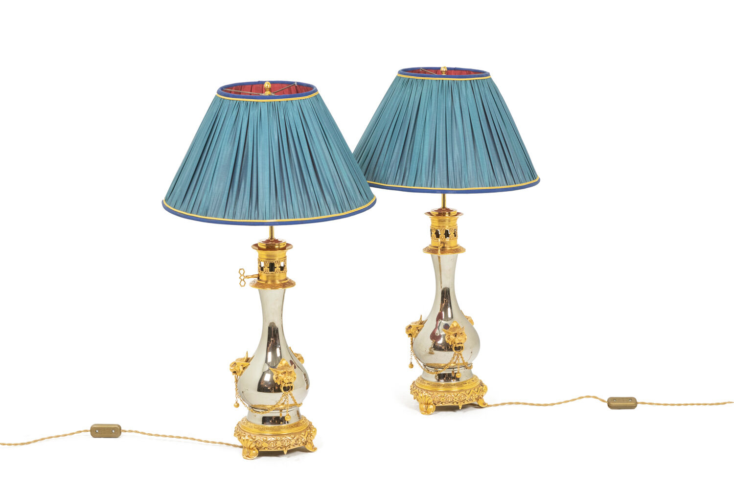 Pair of lamps in metal and bronze circa 1880