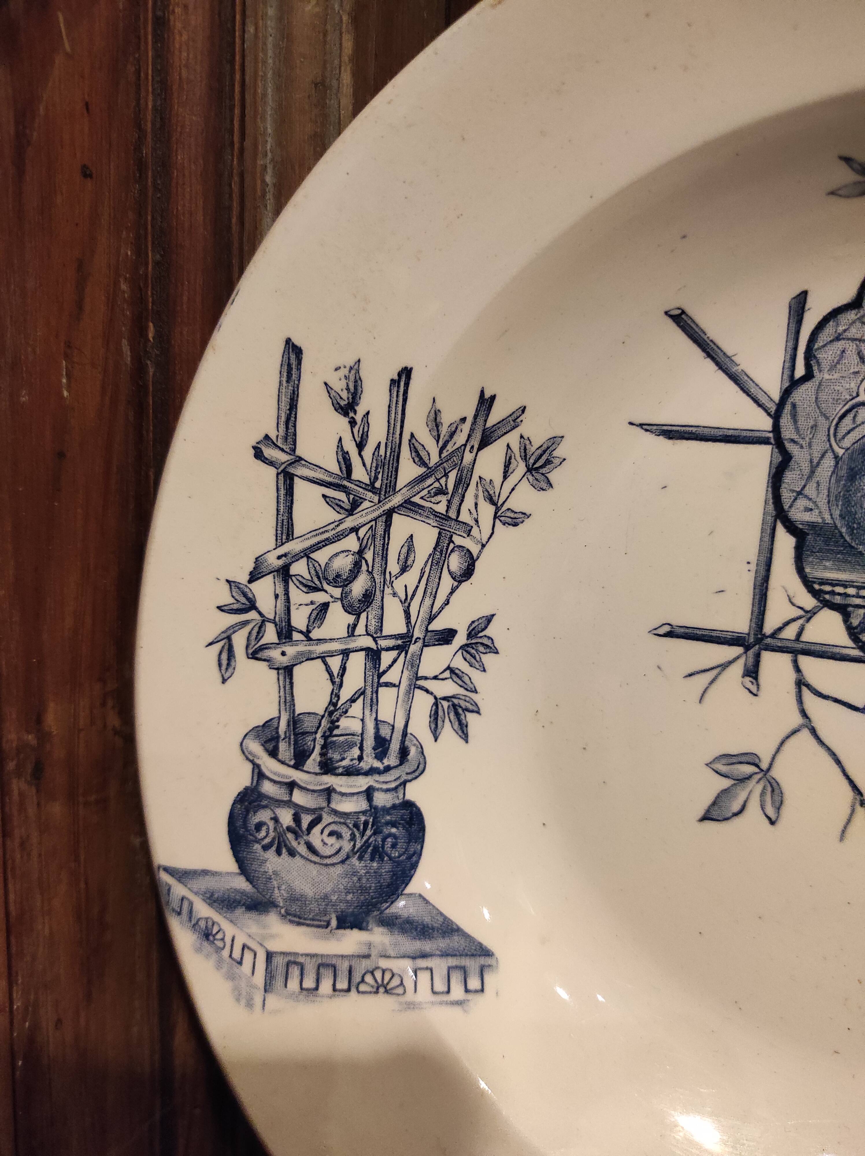 French vintage soup plate, R. Lafitte, Terre de Fer, Salins