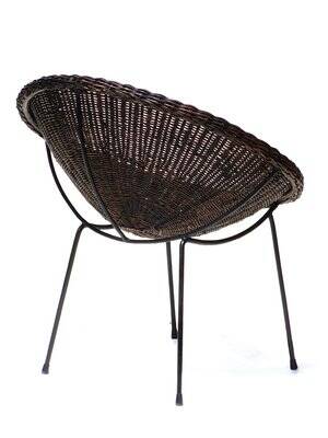 Mid-Century Italian Rattan Armchairs & Table Set, 1950s, Set of 3