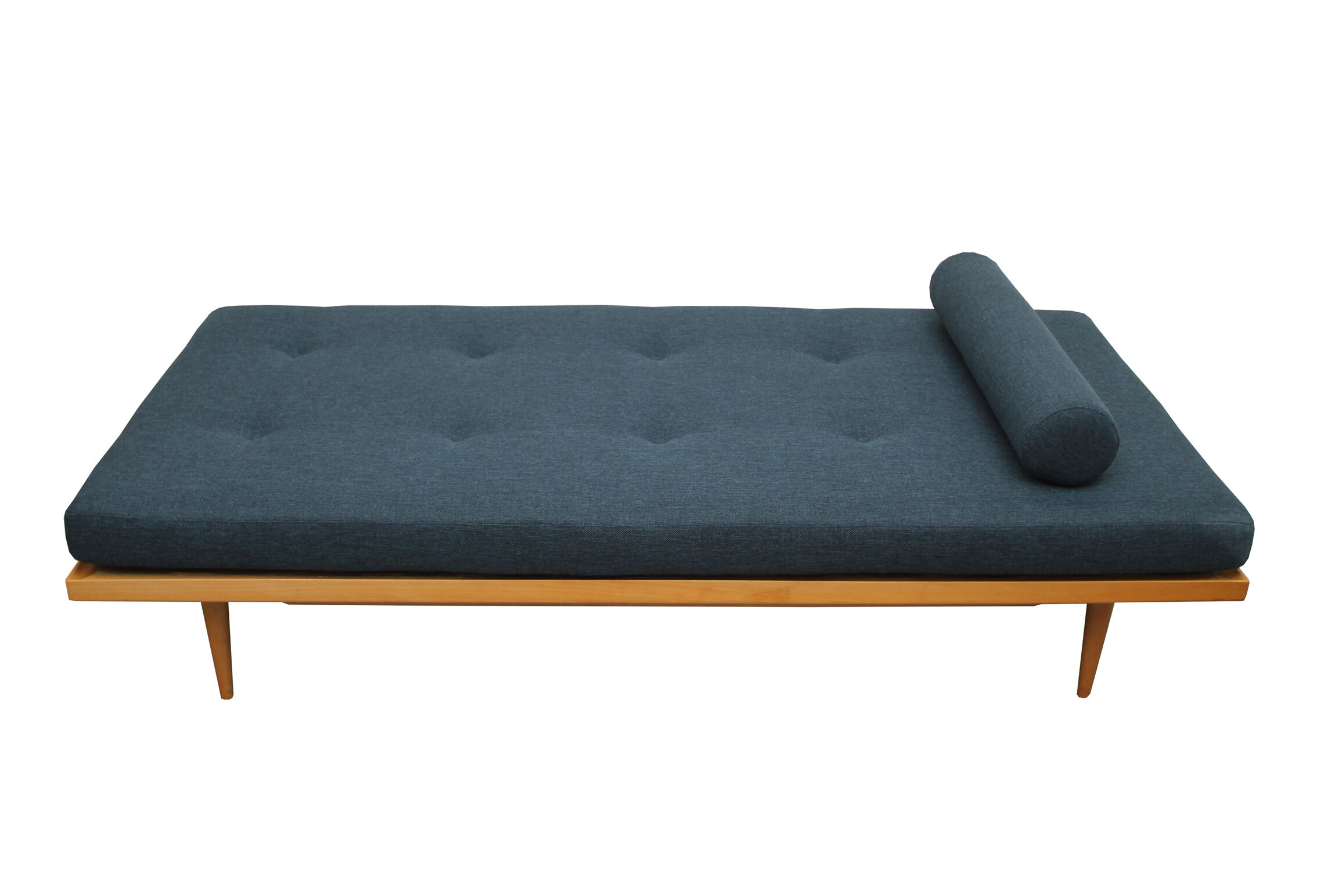 1960s daybed in beechwood, darkblue polstery