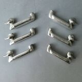 6 duck-shaped knife holders in silver metal with flower holder, Art Deco